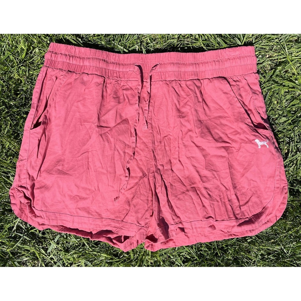 The Black Dog Shorts Womens XL Pink Sweat Elastic Waist Drawstring Logo Casual